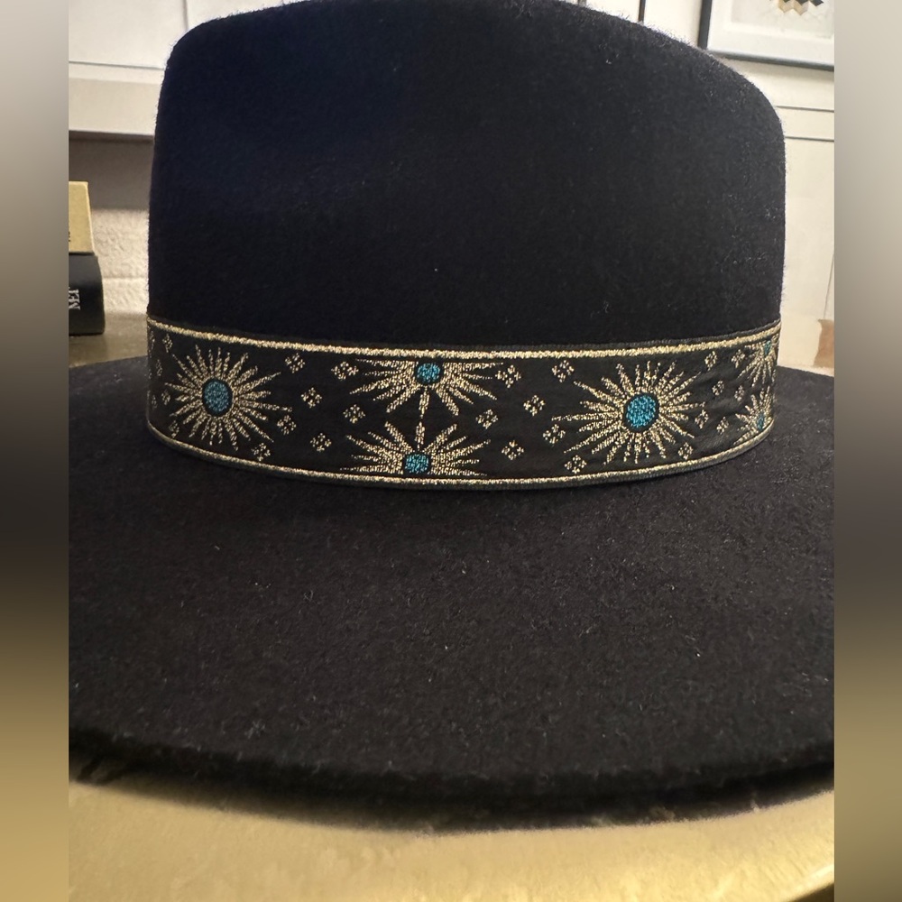 Lack Of Color Black Hat with Embroidered Details